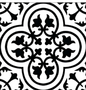 Black Floral Moroccan Vitrified Tile 12*12 Inch