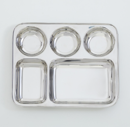 Blaze Stainless Steel 5-Partition Plate – 33cm